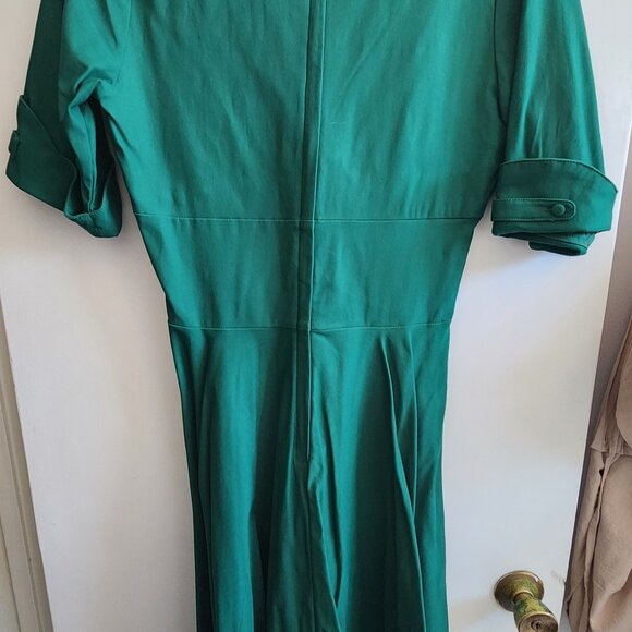 Unique Vintage XL Emerald Green Delores Swing Dress with Sleeves BNWT - Picture 3 of 4